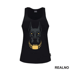 Black Doberman - Outlines - Dark - Pas - Dog - Majica
