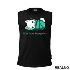 Alone Is My Happy Place - Bela Mačka - Cat - Majica