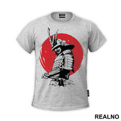 Standing Infront Of The Red Moon - Samurai