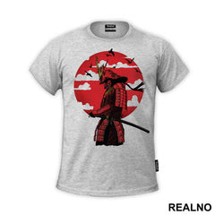 Red Moon With Clouds - Samurai