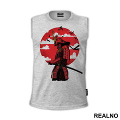 Red Moon With Clouds - Samurai