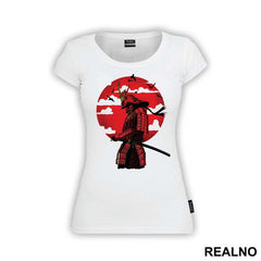 Red Moon With Clouds - Samurai