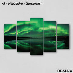 Aurora Borealis i reka - Slika na platnu - Kanvas