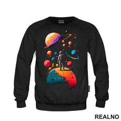 Astronaut U Svemiru Sa Šarenim Planetama - Space - Svemir - Majica