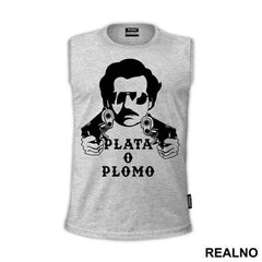 Plata O Plomo Pablo Escobar Holding Two Guns - Narcos