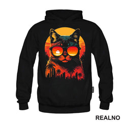 Mačka Sa Naočarima I Palmama - Cat - Majica