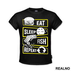 Eat Sleep Fish Repeat Icons - Pecanje - Fishing
