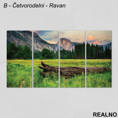 Zelena livada, šuma, planine - Priroda - Slika na platnu - Kanvas