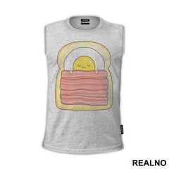 Cute Egg Is Sleeping On Toast And Bacon - Ljubav
