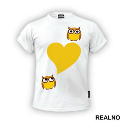 Two Owls And Heart Yellow - Ljubav