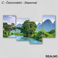 Most, reka, šuma - Priroda - Slika na platnu - Kanvas