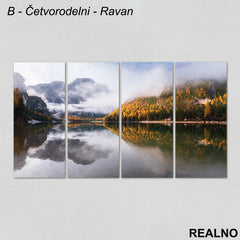 Maglovito Jezero I Planine - Slika na platnu - Kanvas