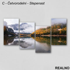 Maglovito Jezero I Planine - Slika na platnu - Kanvas