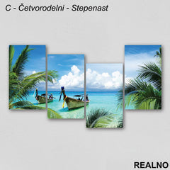 Čamci na moru i palme - Slika na platnu - Kanvas