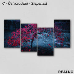 Crveno drvo noću - Slika na platnu - Kanvas
