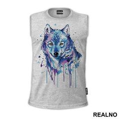 Blue And Purple Wolf Watercolor Painting - Životinje