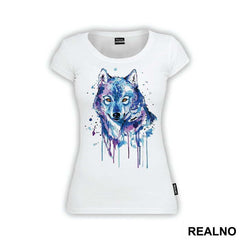 Blue And Purple Wolf Watercolor Painting - Životinje