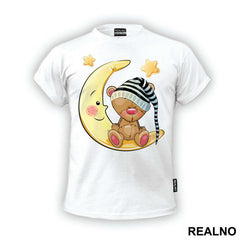 Sleepy Teddy Bear Sitting On A Moon - Životinje
