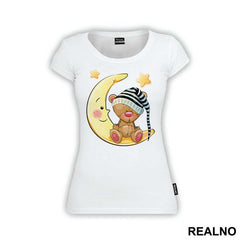 Sleepy Teddy Bear Sitting On A Moon - Životinje