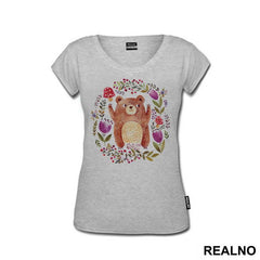 Bear Surrounded By Flowers - Životinje