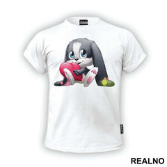 Bunny Sitting On And Holding A Heart - Životinje