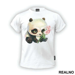 Baby Panda Holding Flowers - Životinje