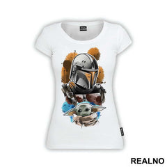 Bounty Hunter And Baby Yoda Paint Splash - Mandalorian - Star Wars