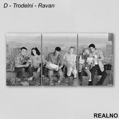 Group Sitting - Black And White - Friends - Slika na platnu - Kanvas