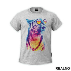 Colorful Tiger With Glasses - Art - Majica