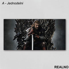 Ned Stark On The Iron Throne - Colors - Game Of Thrones - GOT - Slika na platnu - Kanvas