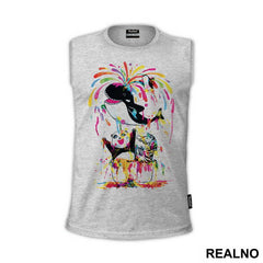 Panda Zebra And Whale Splashing Color All Around - Art - Majica