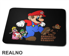 Mario ruši blok - Super Mario - Podloga za miš