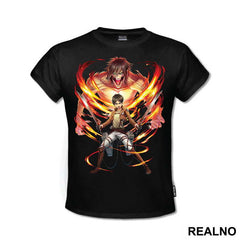 Eren And His Titan Form In Fire - Attack On Titan