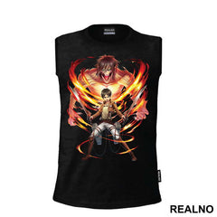 Eren And His Titan Form In Fire - Attack On Titan
