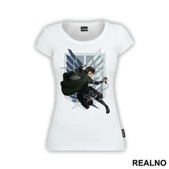Levi In-Front Of The The Survey Corps Logo - Attack On Titan
