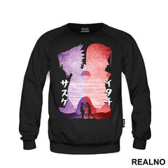 Sasuke And Itachi Names Silhouette - Naruto