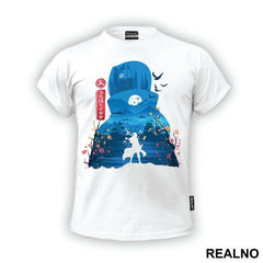 Itachi Blue Silhouette With Flowers - Naruto