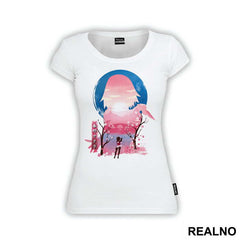 Sakura Pink Silhouette With Flowers - Naruto