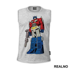 Optimus Prime Standing With A Gun - Transformers - Majica