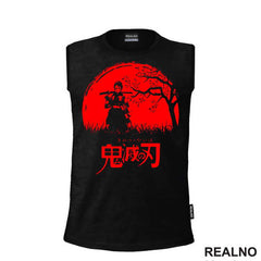 Tanjiro - Red Moon And Tree - Demon Slayer