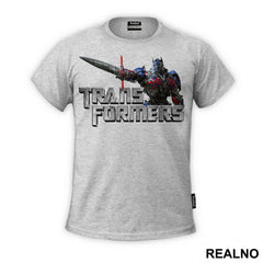Optimus Prime And Metallic Logo - Transformers - Majica
