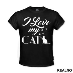 I Love My Cat - Paws Print - Mačke - Cat - Majica