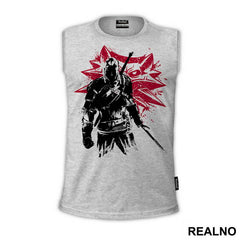 Geralt of Rivia And Red Logo - The Witcher - Majica
