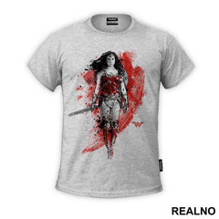 Drawing - Red Background - Wonder Woman - Majica