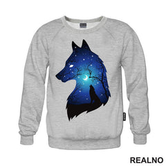 Silhuette Of Wolf Moon And Stars - Vuk - Životinje - Majica