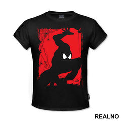 Red Background And Web - SpiderMan - Majica