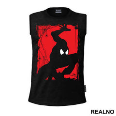 Red Background And Web - SpiderMan - Majica