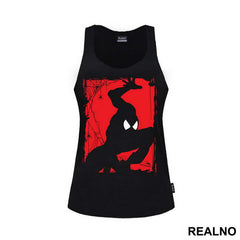 Red Background And Web - SpiderMan - Majica