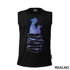 Girl Reading - Silhouette - Colors - Books - Čitanje - Knjige - Majica