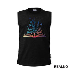 Open Book With Flowers - Colors - Books - Čitanje - Knjige - Majica